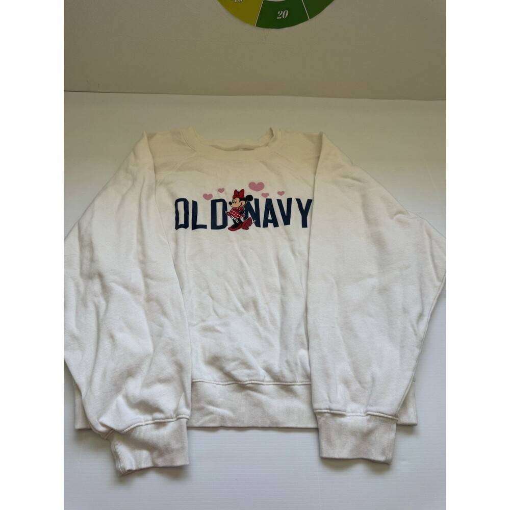 Old Navy Disney Minnie Mouse Girls XL White Fleece Sweatshirt Pullover
